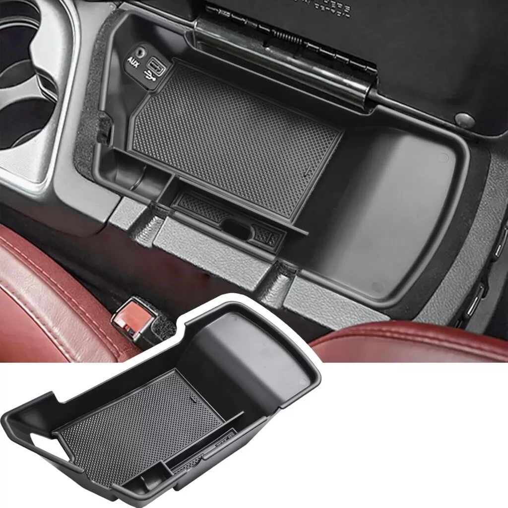 Carbon fiber console trim shown with a vehicle interior reference