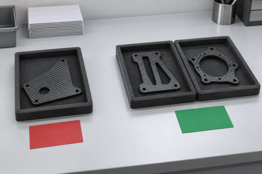 Concept illustration of Incoming Carbon Fiber Parts: Set a Hold-and-Release Workflow