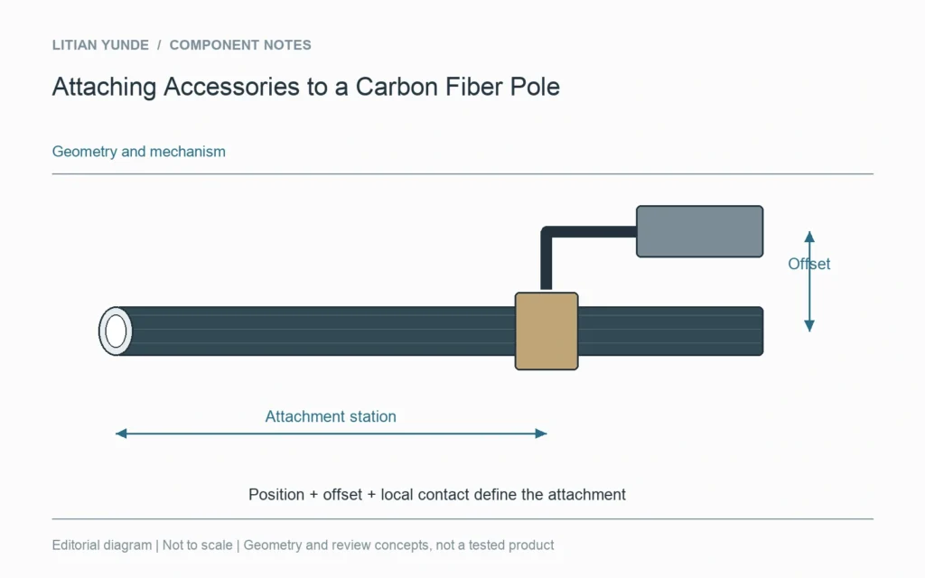 Attaching Accessories to a Carbon Fiber Pole — geometry diagram