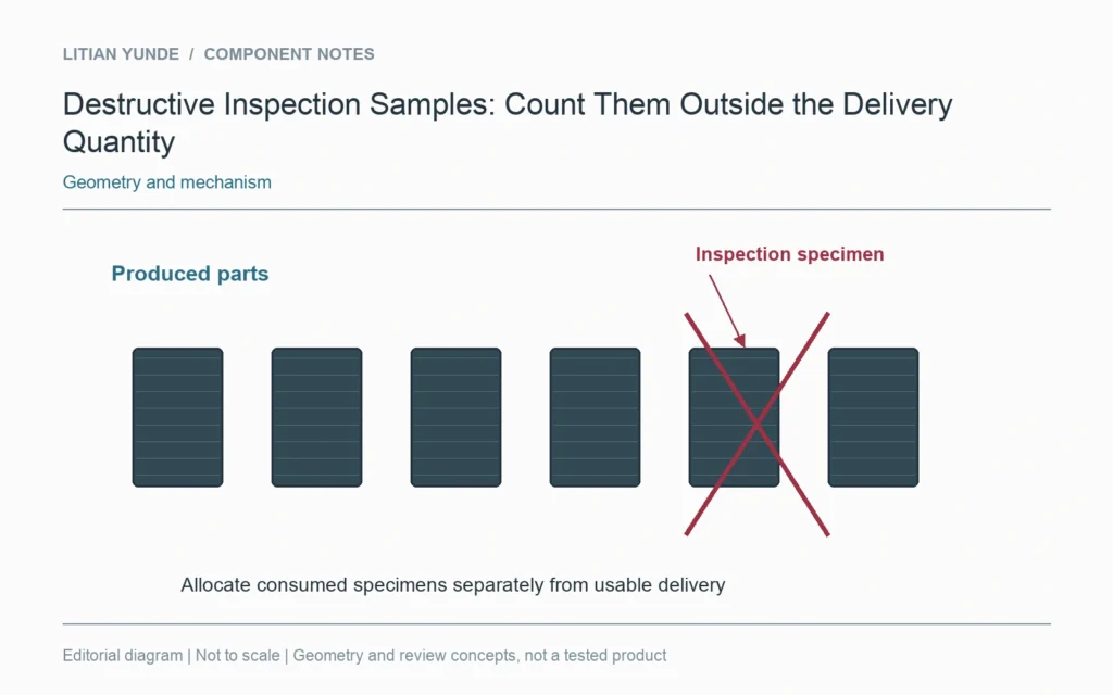 Muestras para inspección destructiva: contabilízalas al margen de la cantidad de entrega — diagrama geométrico