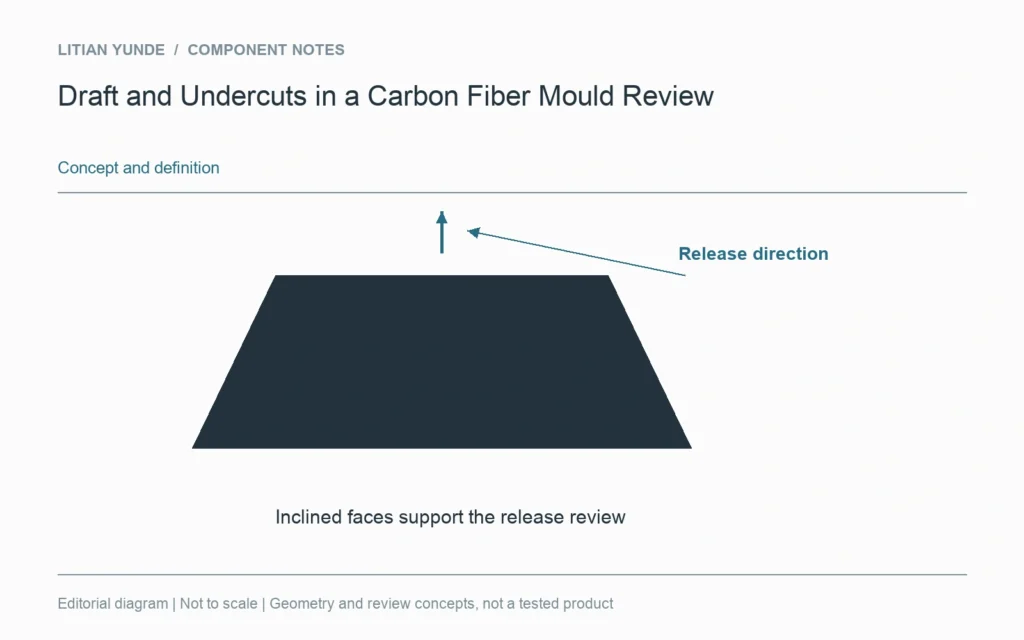 Review inclined faces against the proposed release direction; no draft angle is specified here.