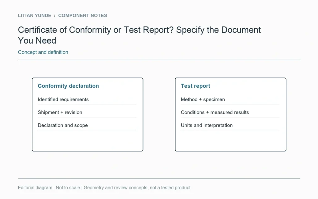 A conformity declaration and a test report document different evidence.