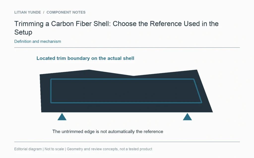 Locate a trim boundary using the agreed references for the actual shell.