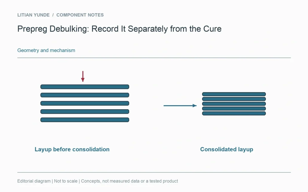 Debulking and cure occupy different stages in the represented manufacturing sequence.