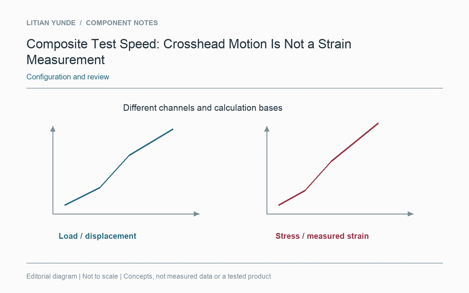 The chart axes identify measured channels and calculation inputs rather than treating travel as strain.