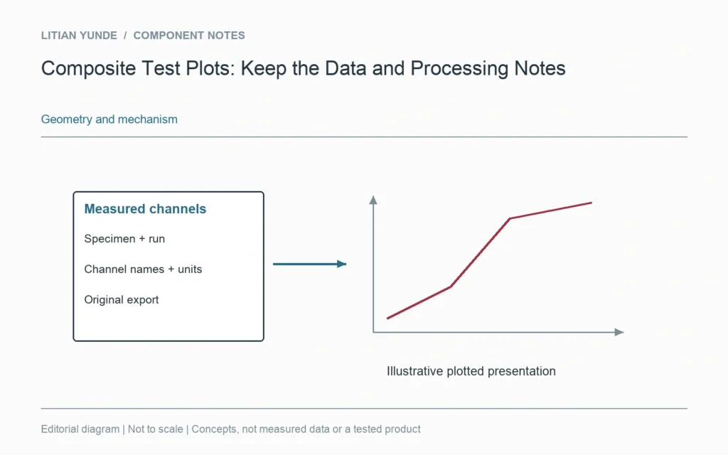 An export, calculation and chart form a traceable record; the drawn curve is illustrative only.