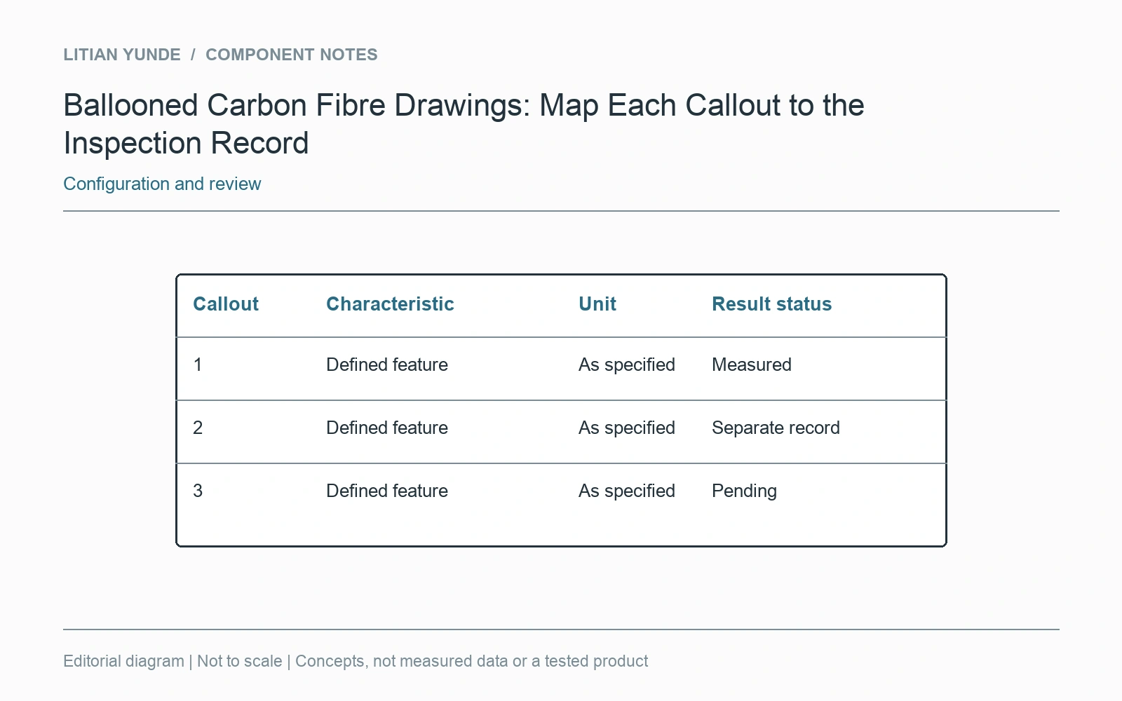 The inspection table retains the drawing revision and the status of each referenced result.