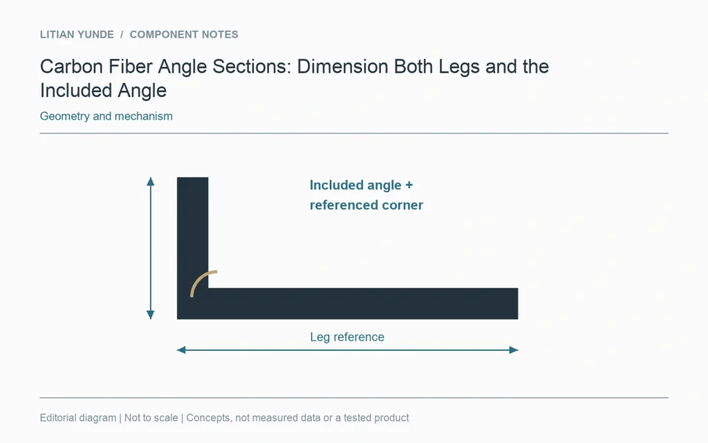 Leg width, included angle and the referenced corner radius are different section requirements.