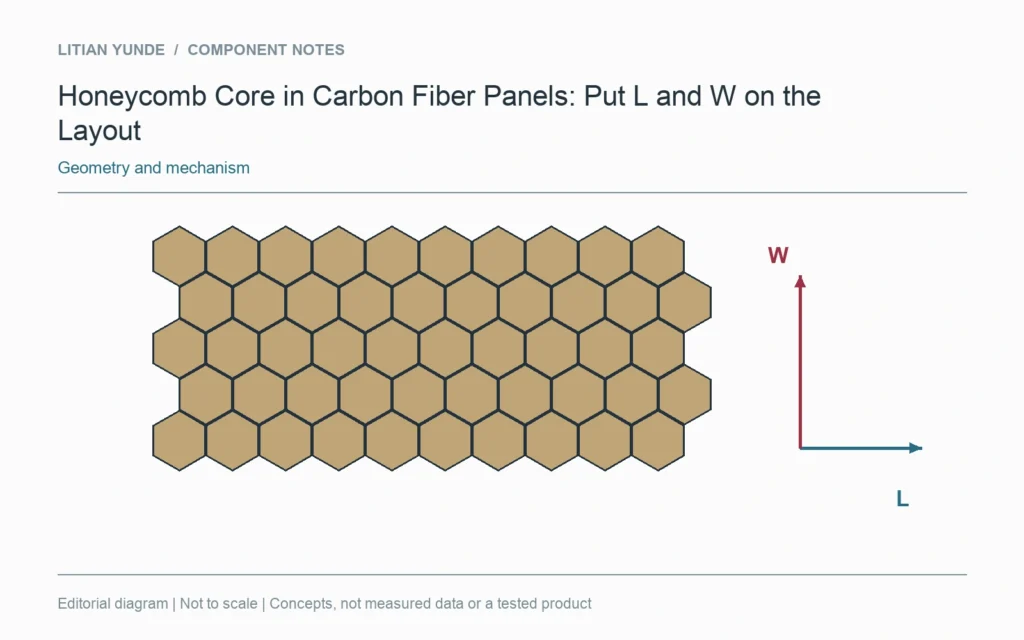 Core L and W axes are related to separate panel drawing axes in a conceptual layout.