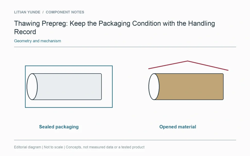 A sealed stored roll and an opened roll represent different handling conditions during warm-up.