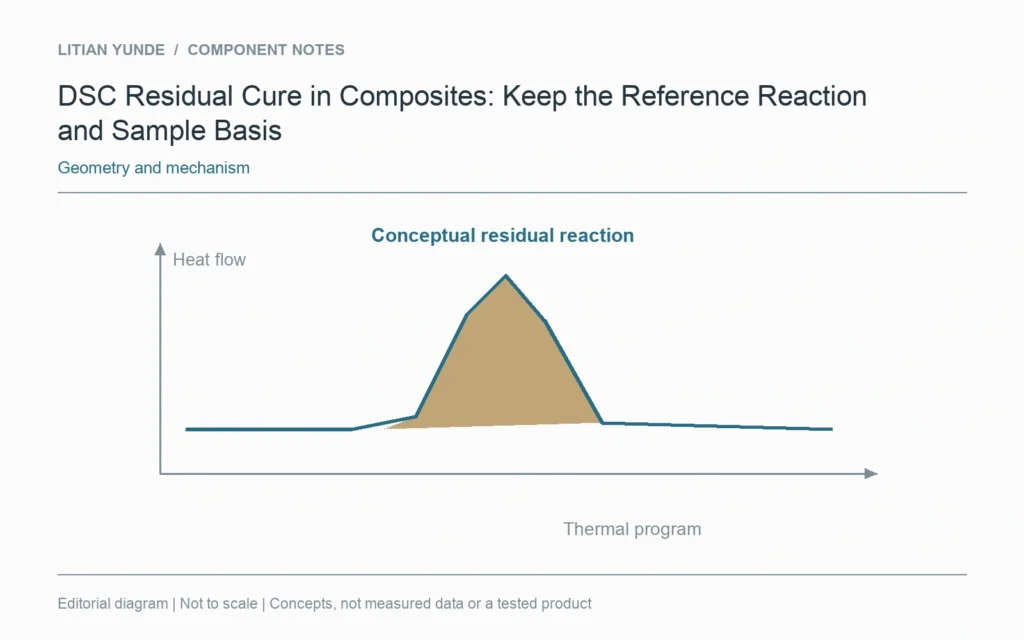 A conceptual residual reaction area is identified separately from the reference needed for a degree-of-cure calculation.