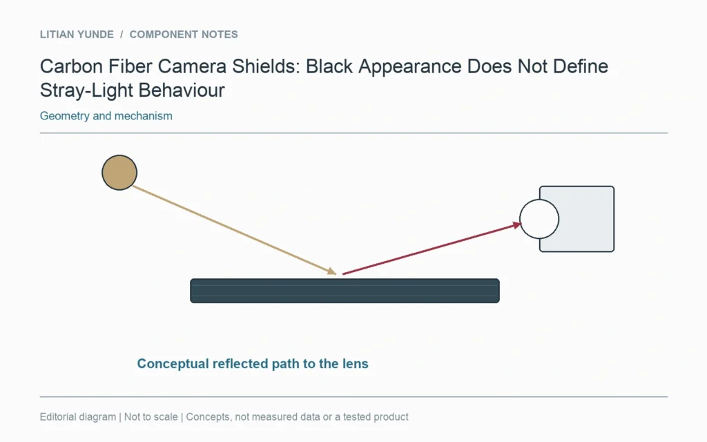 A conceptual reflected light path can reach a lens even when the shield lies outside the intended image.